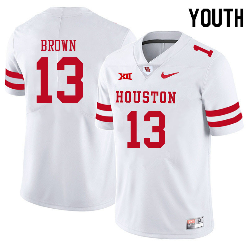 Youth #13 Samuel Brown Houston Cougars College Big 12 Conference Football Jerseys Sale-White